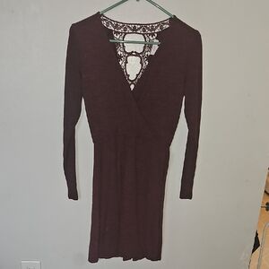 Candie's Red V-Neck Long Sleeve Wrap Dress